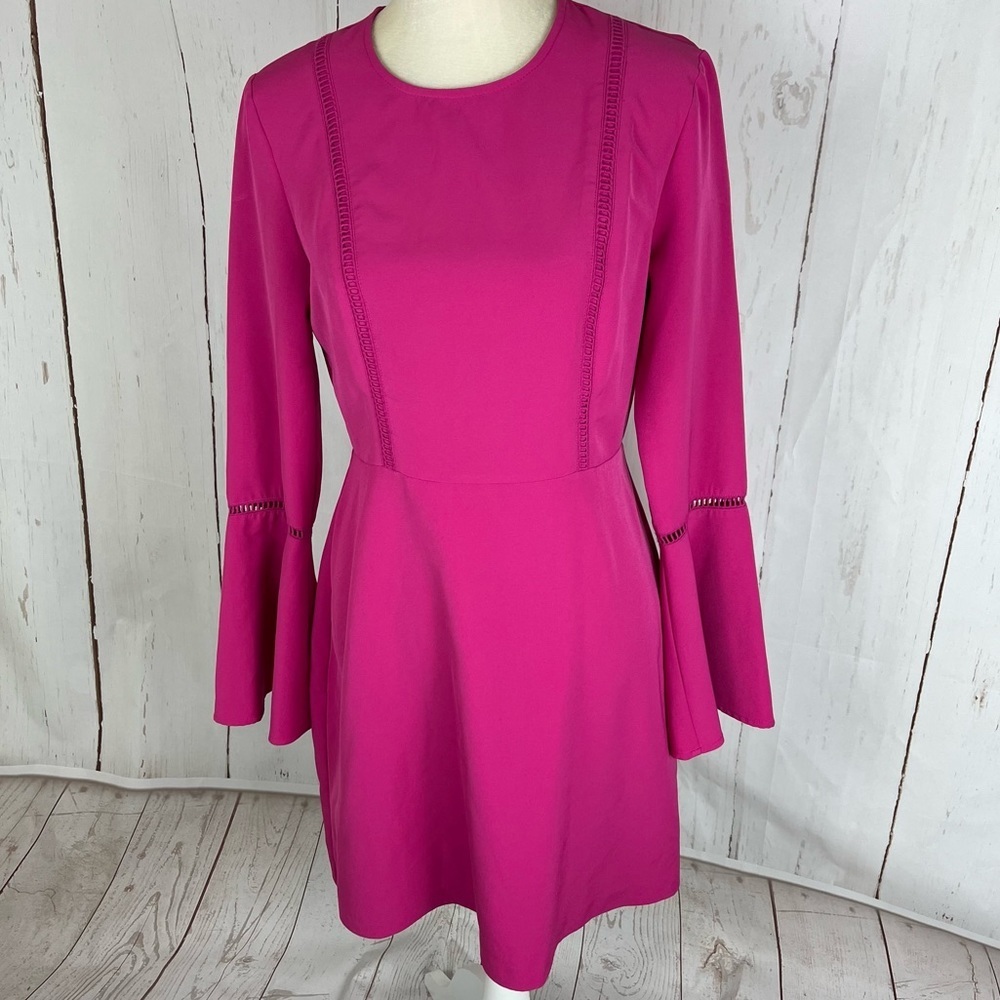 Charles Henry Pink mini dress with long bell sleeves. Medium